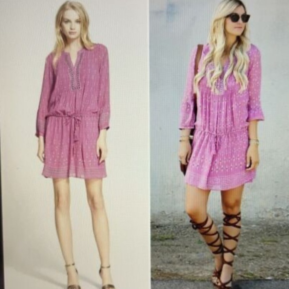 Joie Dresses & Skirts - Joie womens dress size XS pink 100% silk boho bohemian tunic lightweight